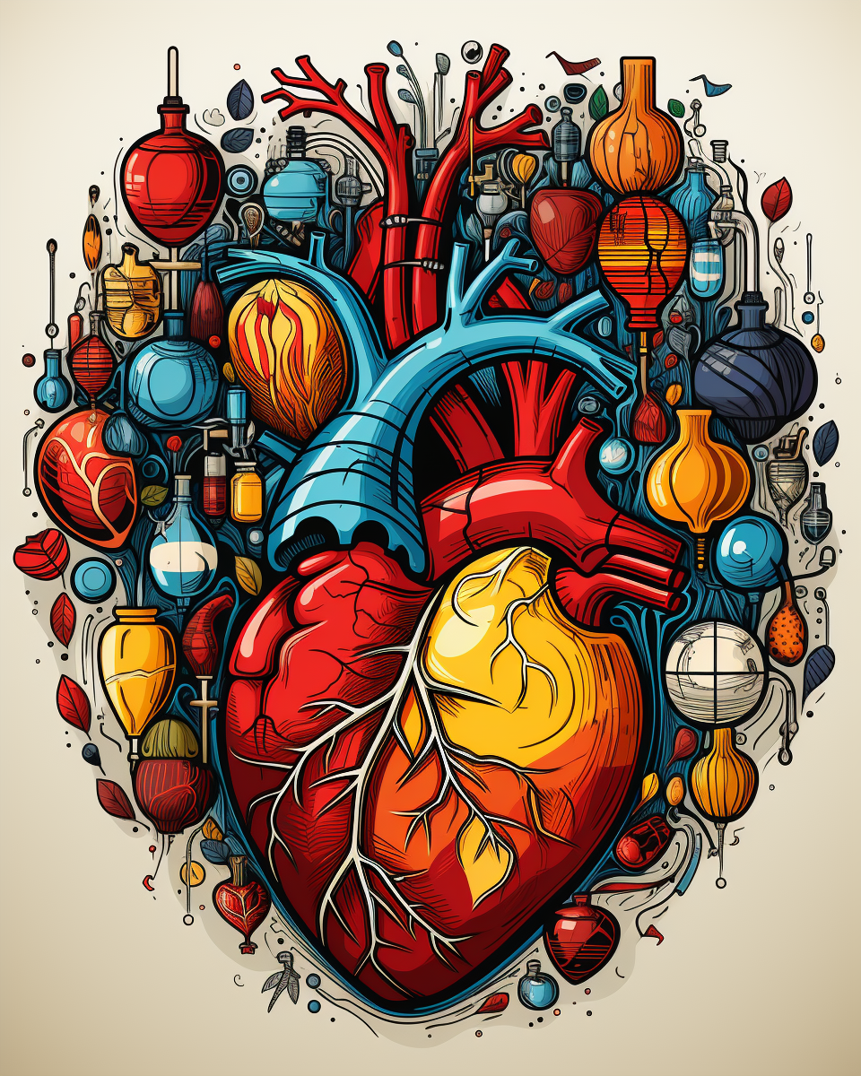 Artistic doodles of anatomical heart