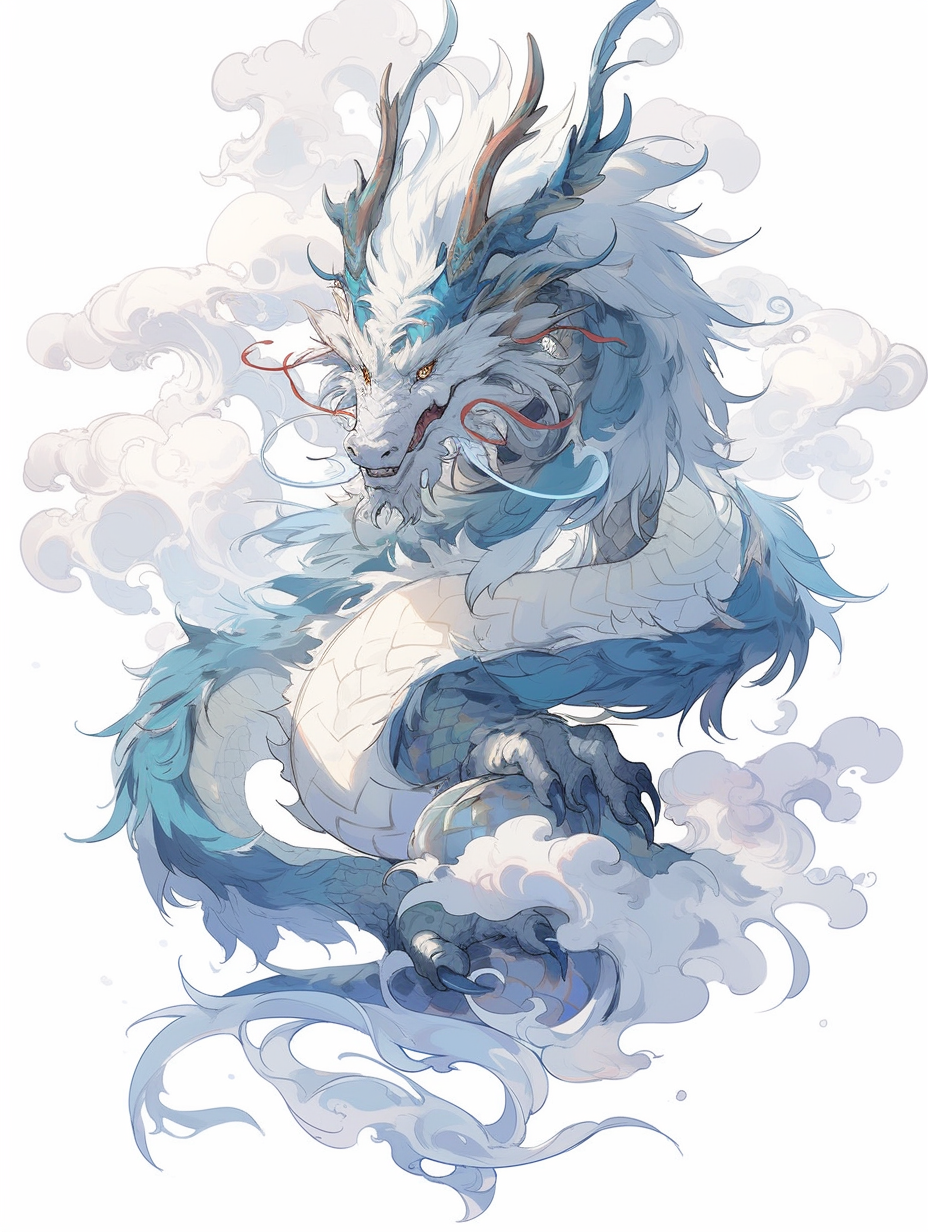 Ancient Chinese Cute Blue Dragon Image