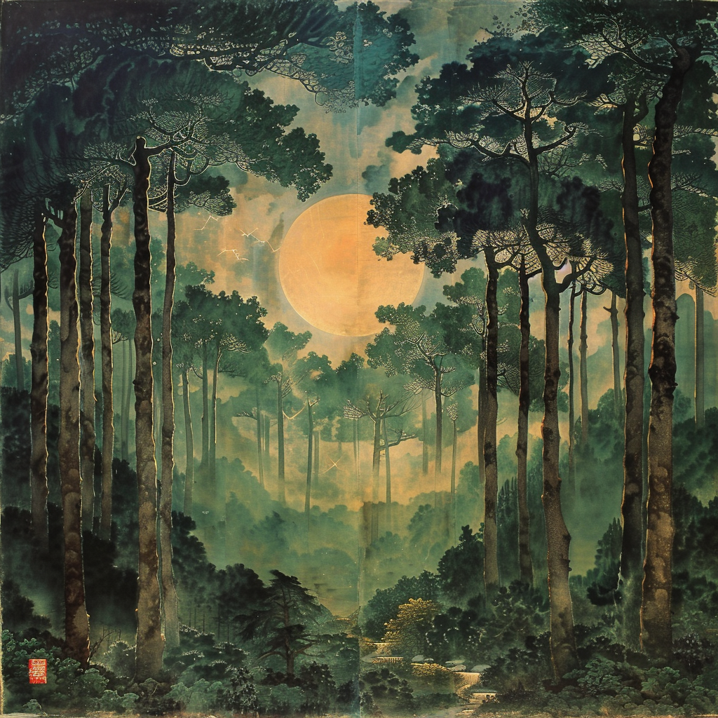 Ancient Chinese Painting Forest Hainan