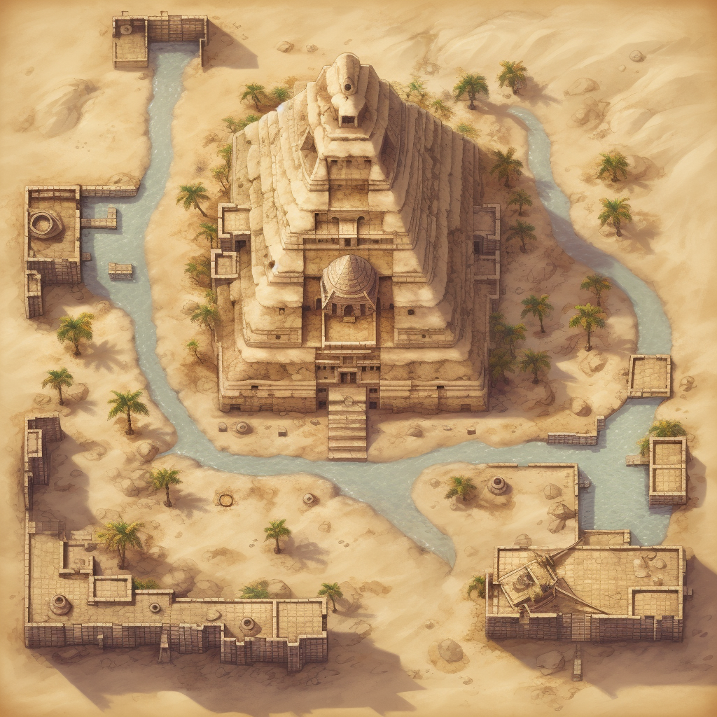 Desert pyramid dungeon battle map