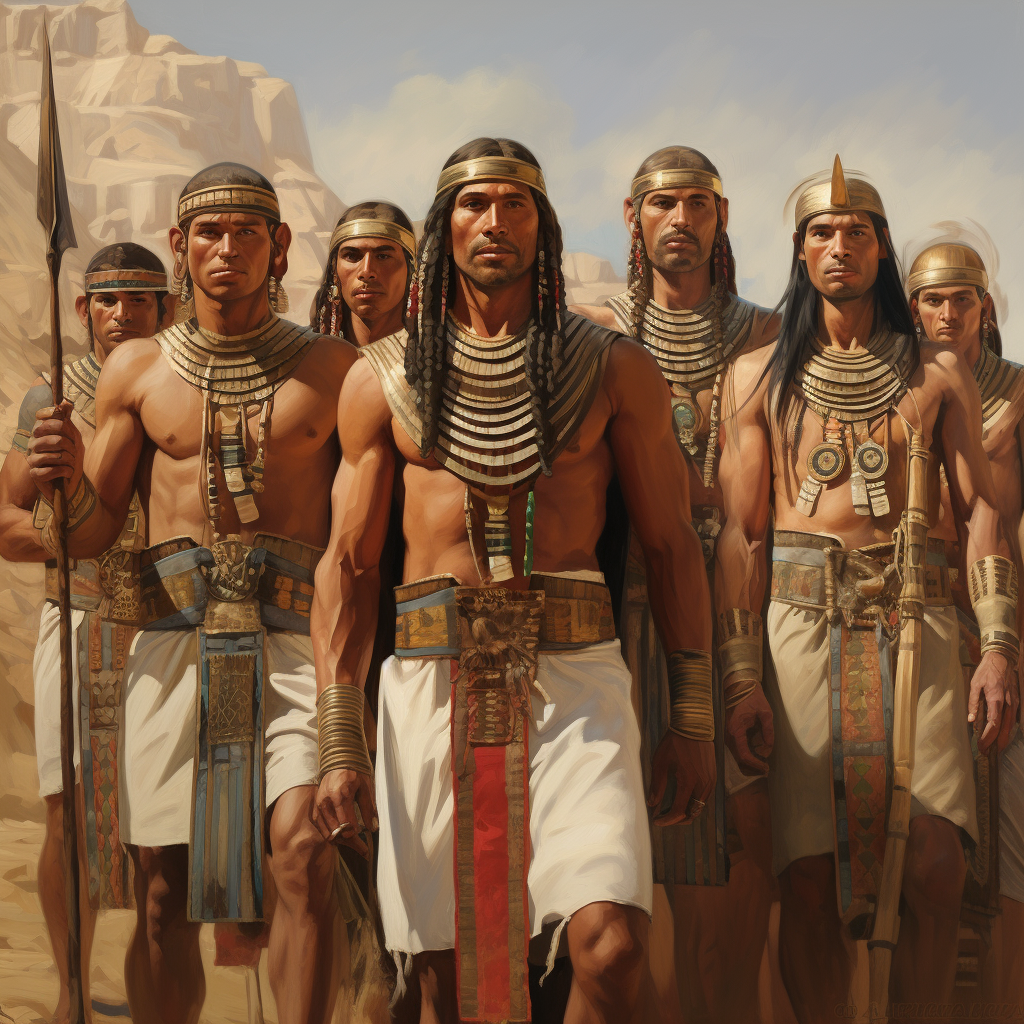 Group of men in ancient Egypt with different religions