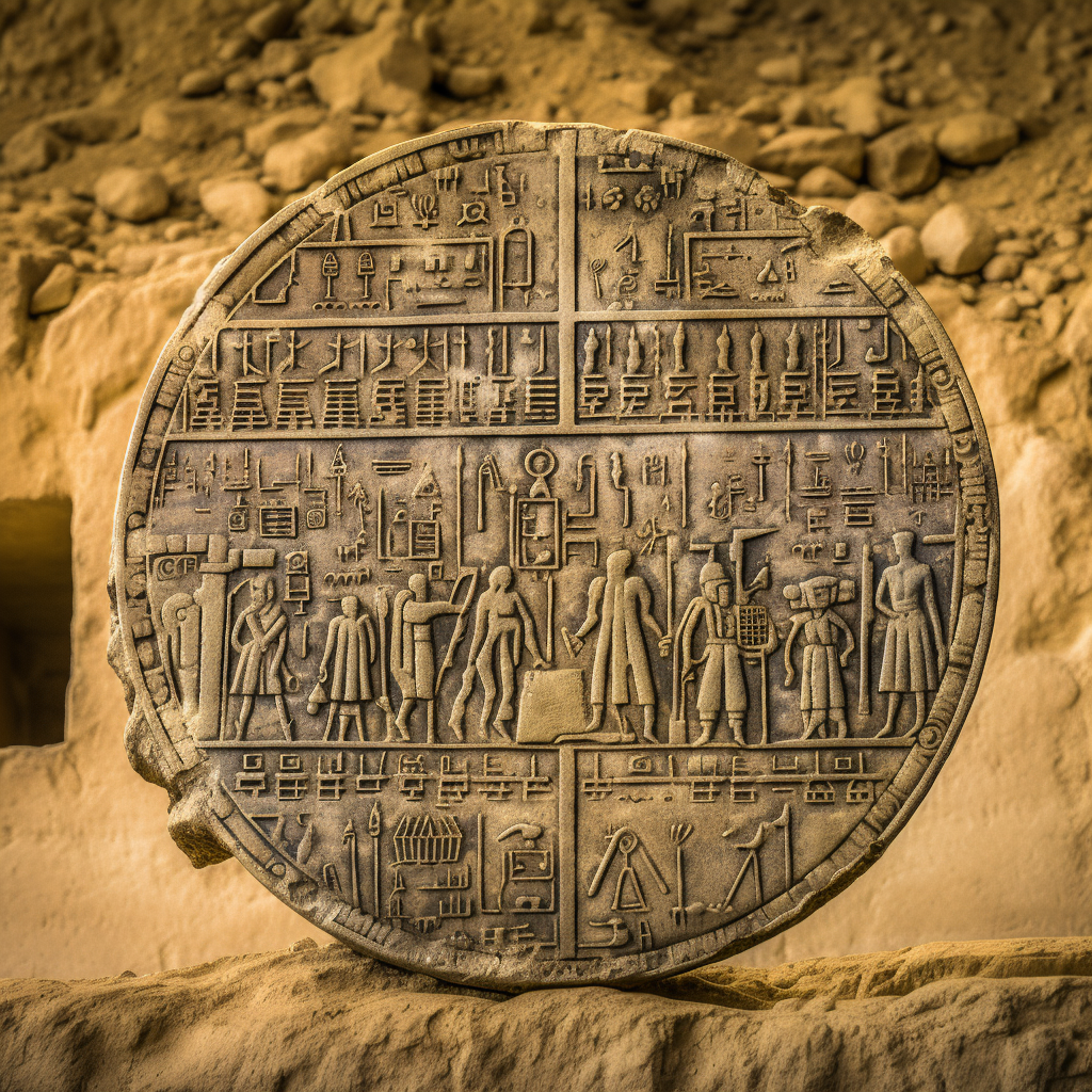 Ancient Egypt people and Bitcoin symbol