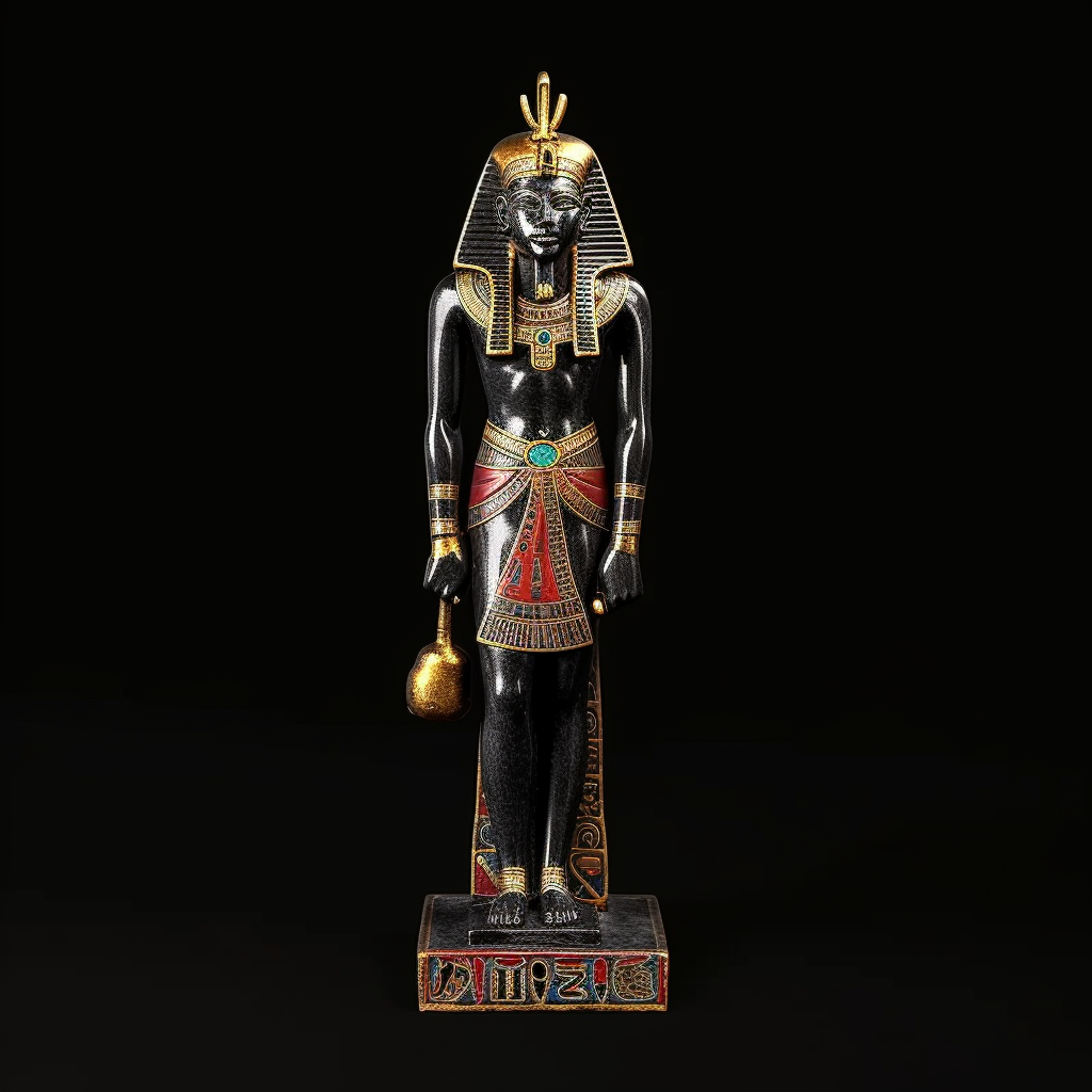 Ancient Egyptian idol on black background