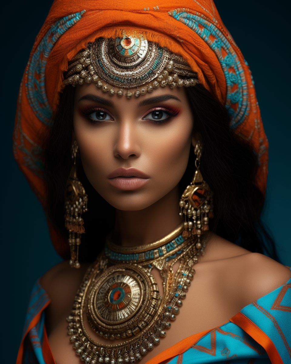 Beautiful Latina model in ancient fashion