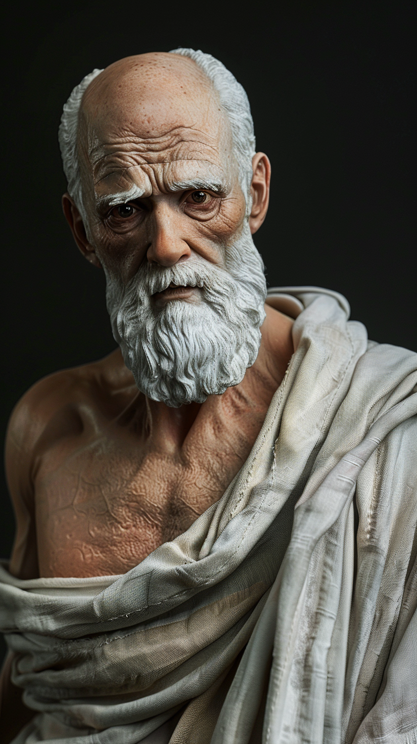 Ancient Greece Hippocrates Realistic Portrait