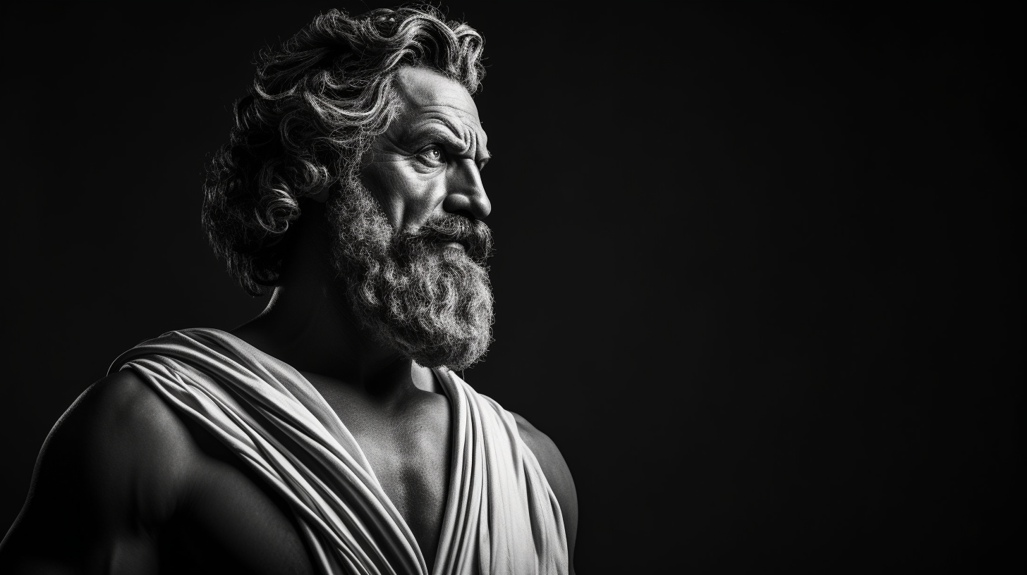 Muscular Stoic Philosopher Exuding Strength and Wisdom