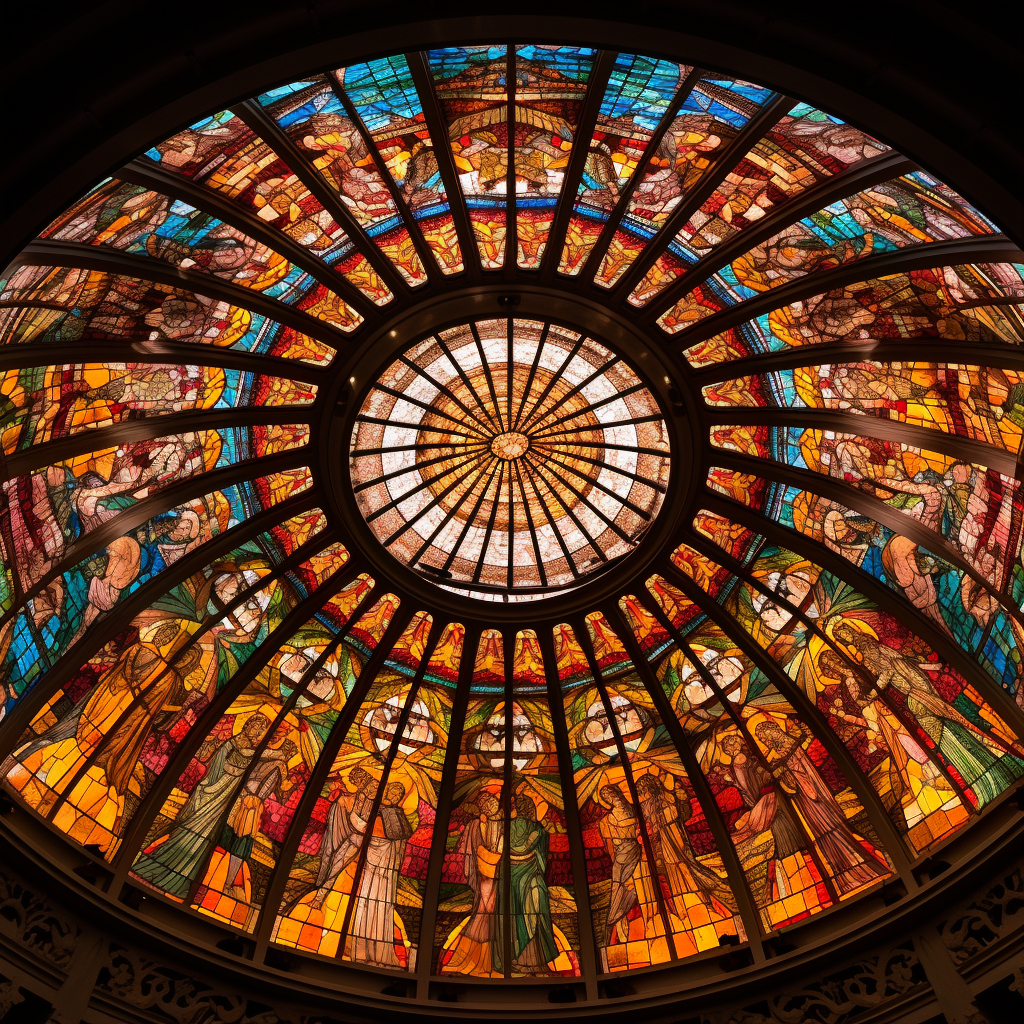 Beautiful stained glass dome in ancient Greek theatre