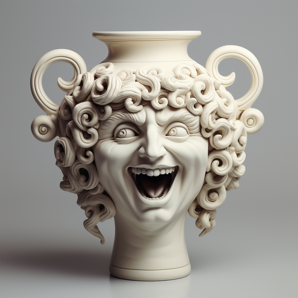 Greek vase showing smiling Medusa