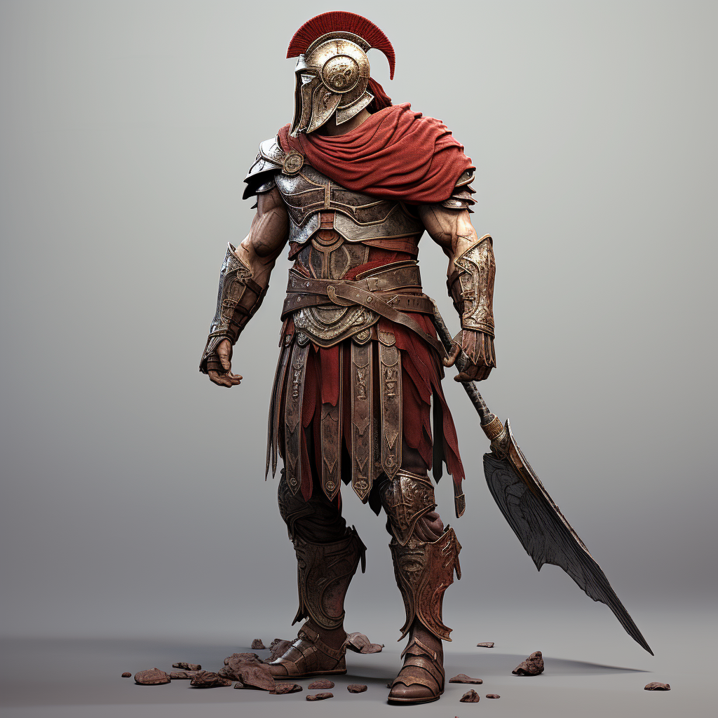 Greek warrior in futuristic armor