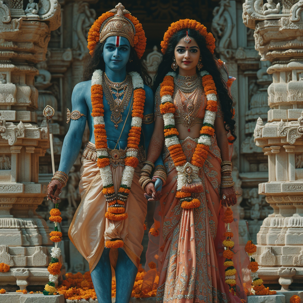 Prince Rama and Princess Sita at Hindu Temple