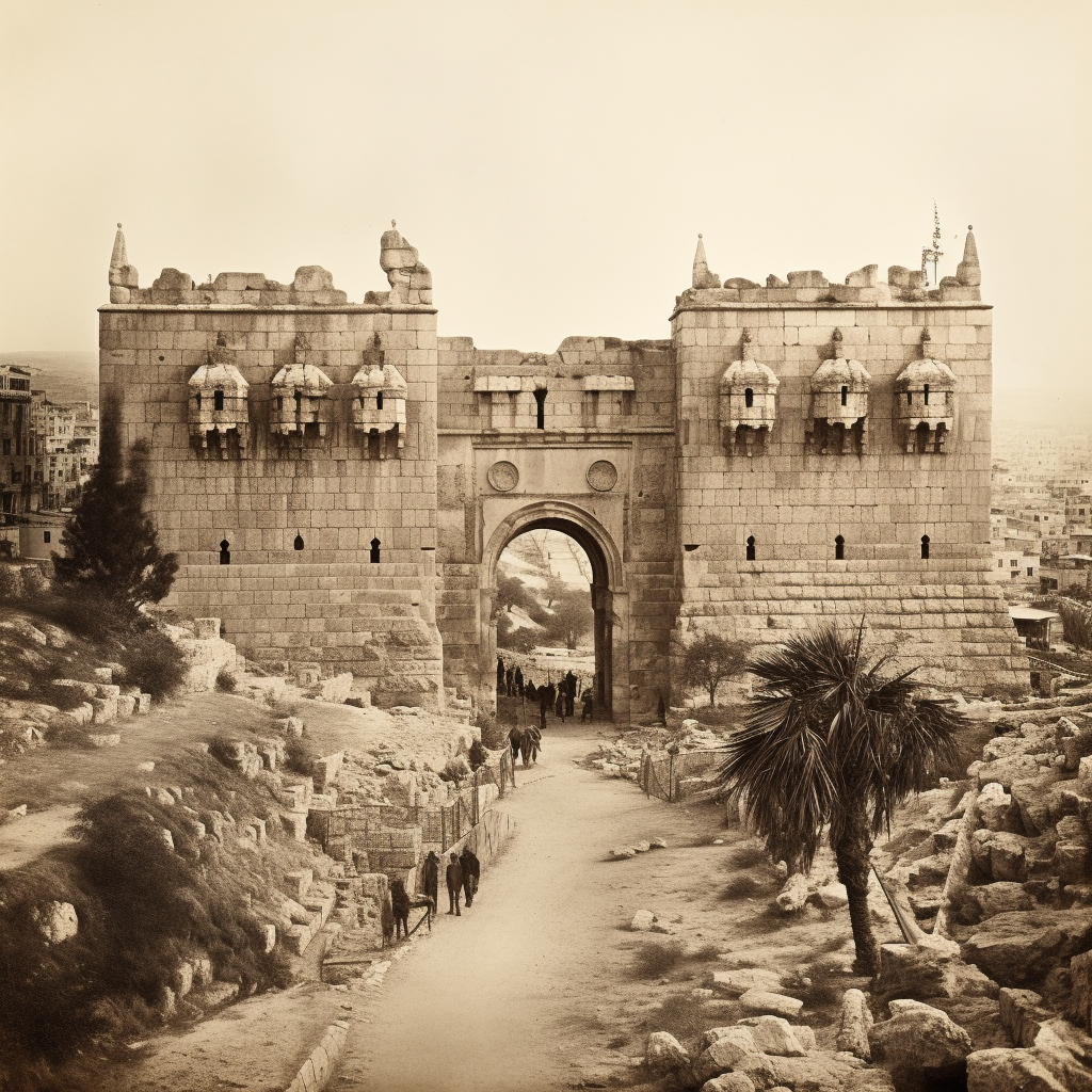 Ruined stone gate in ancient Jerusalem