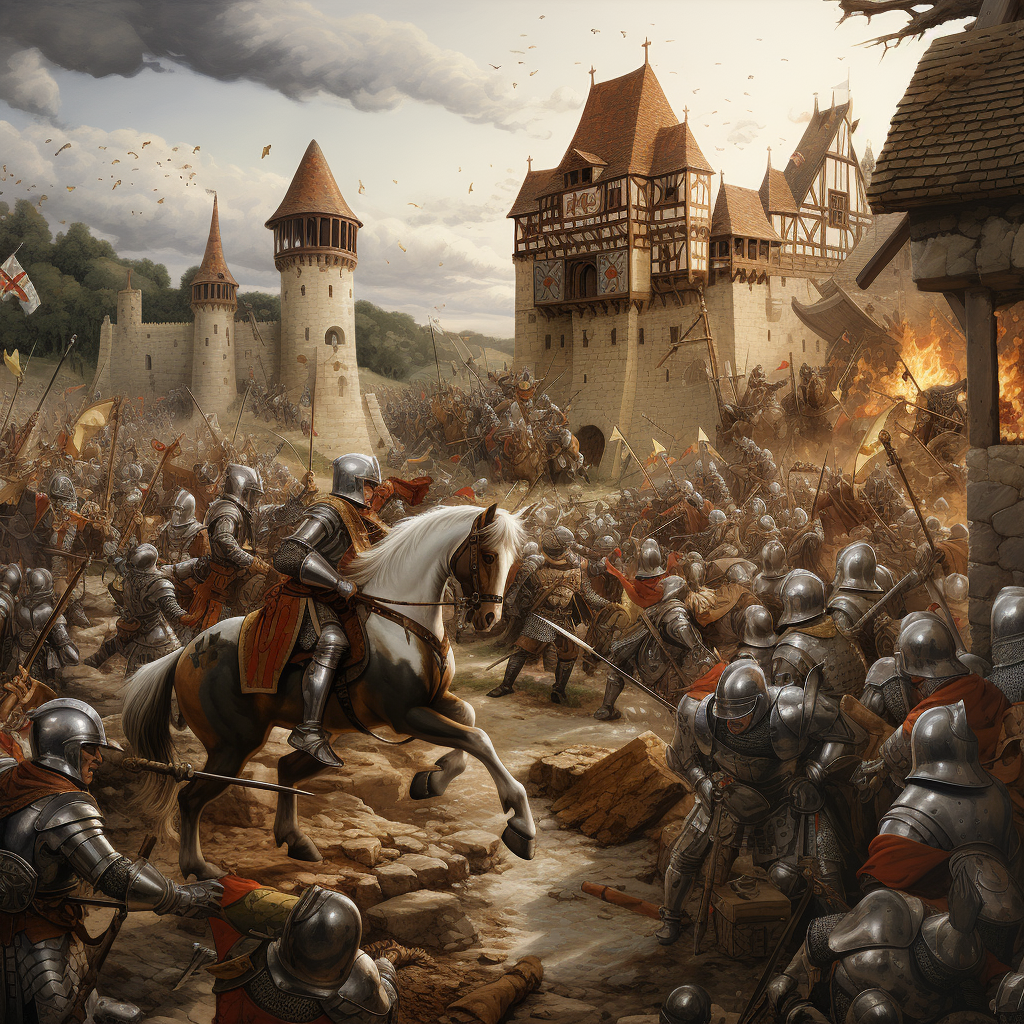 Scenes of ancient knights' life and battles