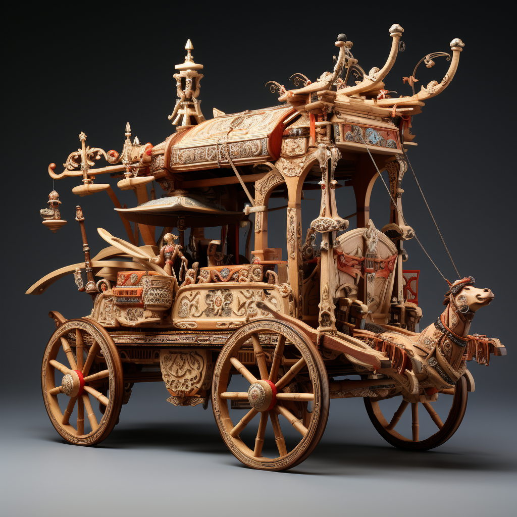 Ancient Mongols Chariot with Catapult