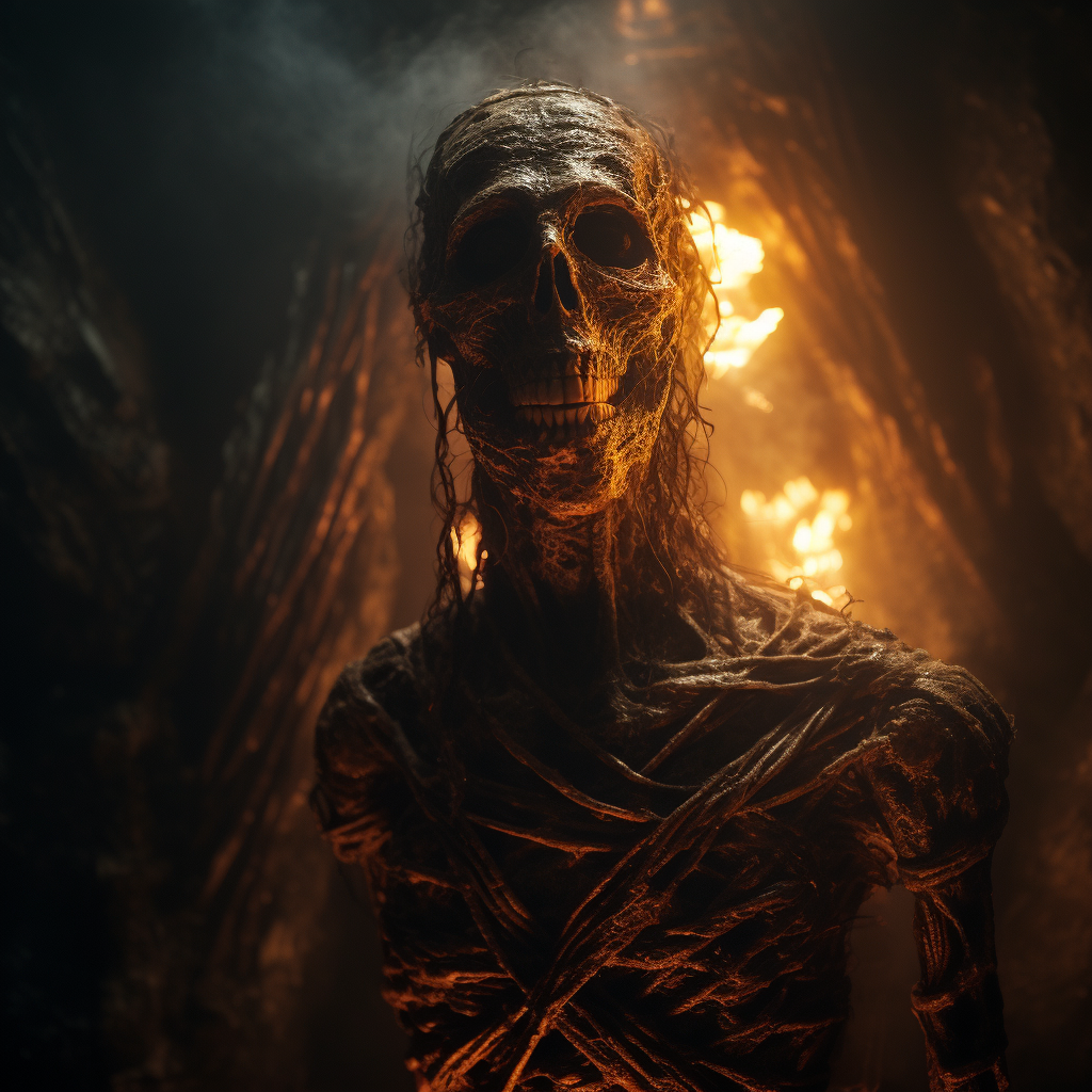 Terrifying Ancient Mummy in Dark Tomb