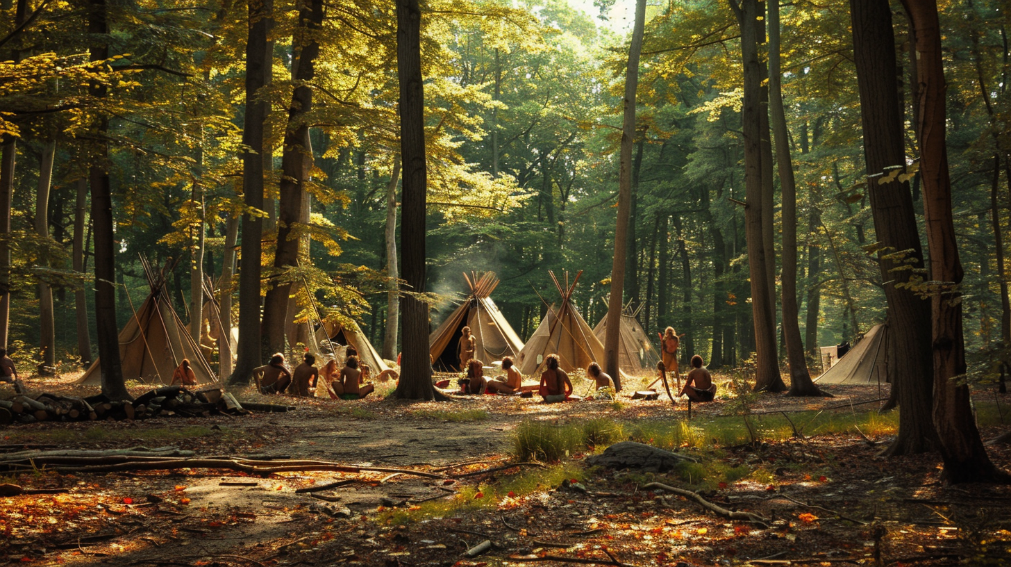 Normadic tribe setting up camp