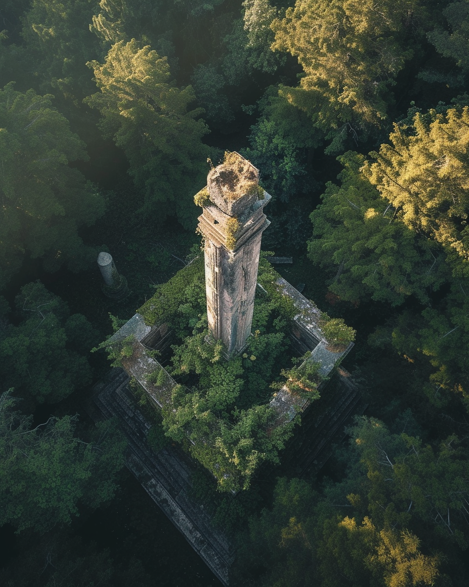 Ancient ruler marble forest monument