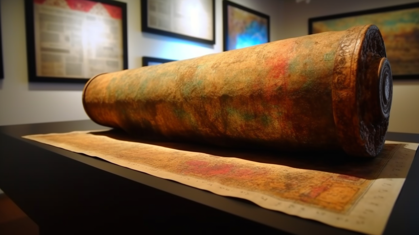 Ancient Scroll in Museum Stand