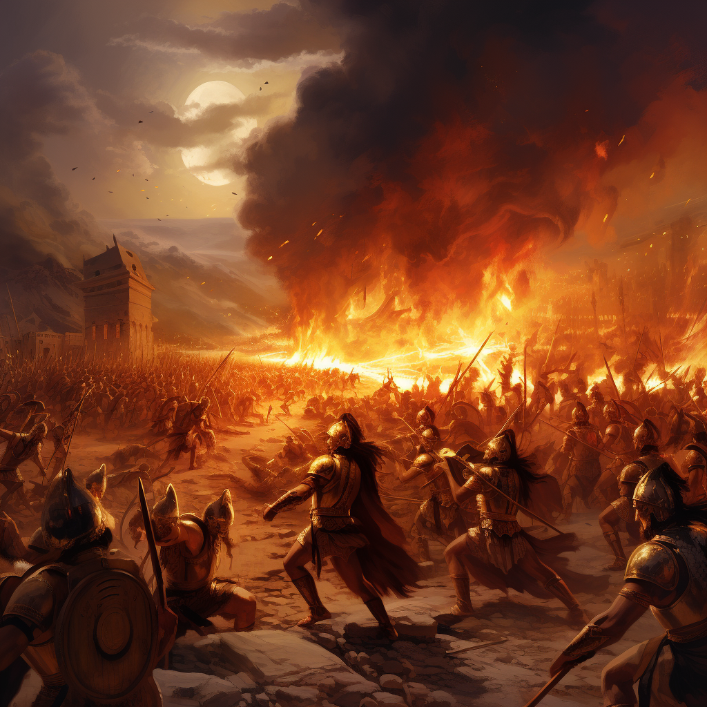 Burning Ancient Thebes by Opposing Army