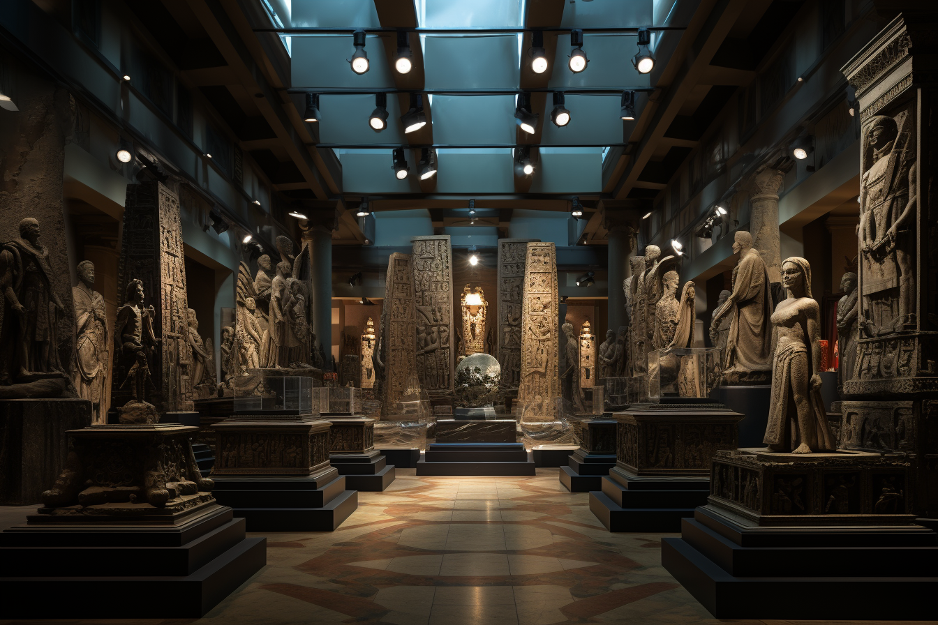 Towering sculptures in Ancient Titans Museum