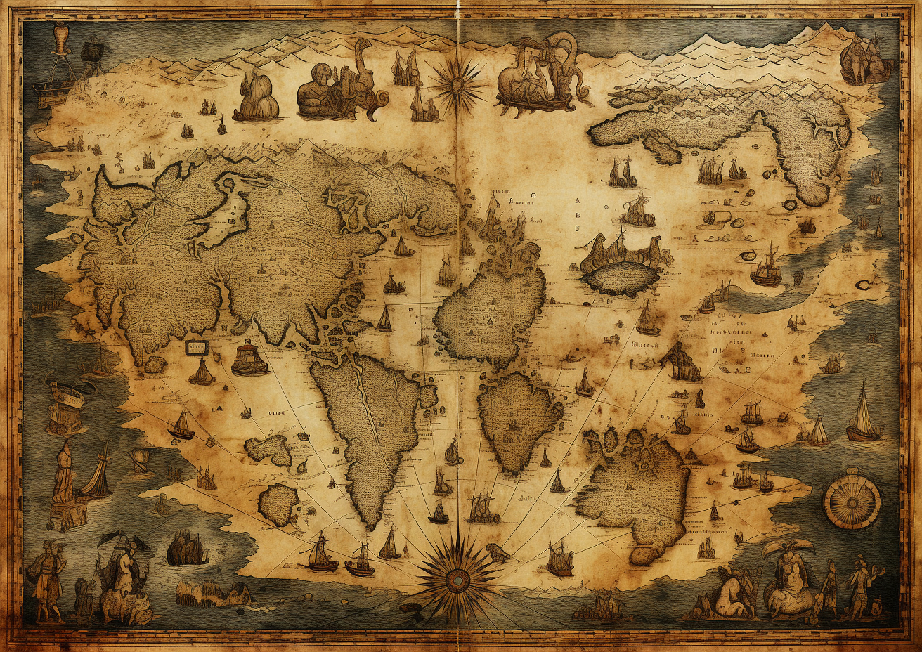 Ancient world map print