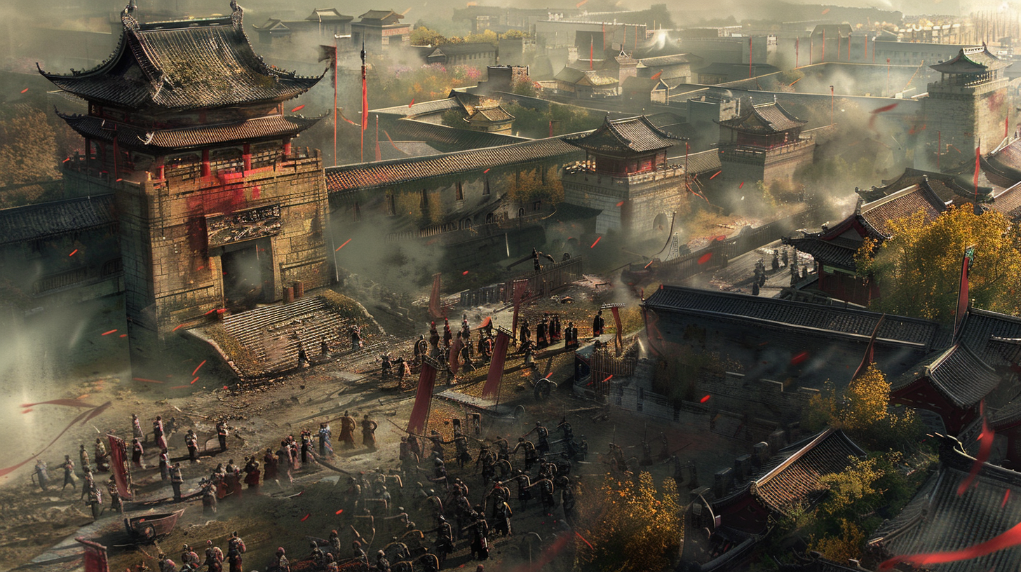 Ancient and modern armies in Chinese city