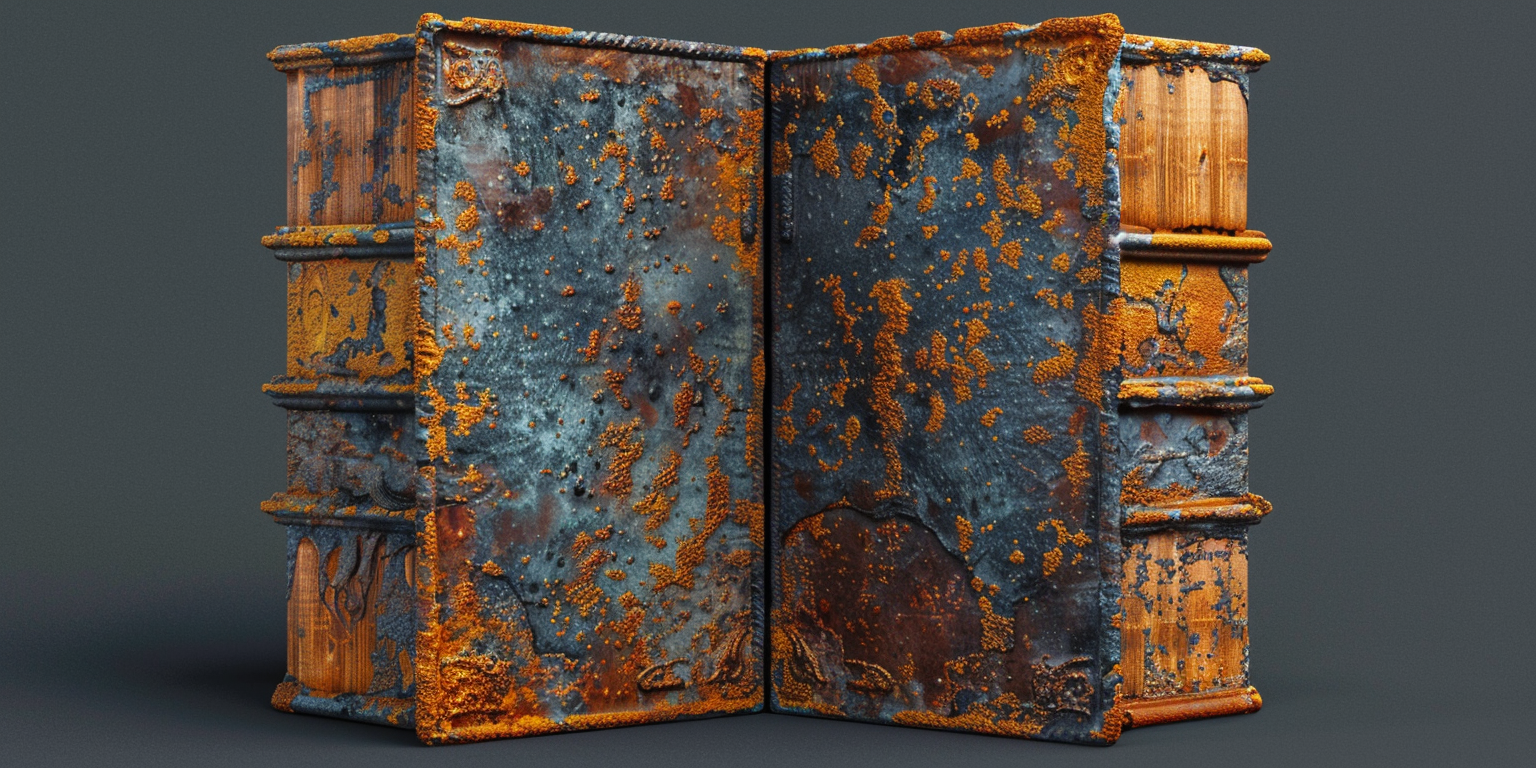 Detailed ancient book cover art