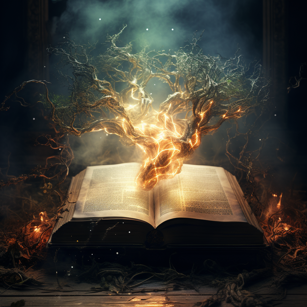 Spirit emerging from ancient book