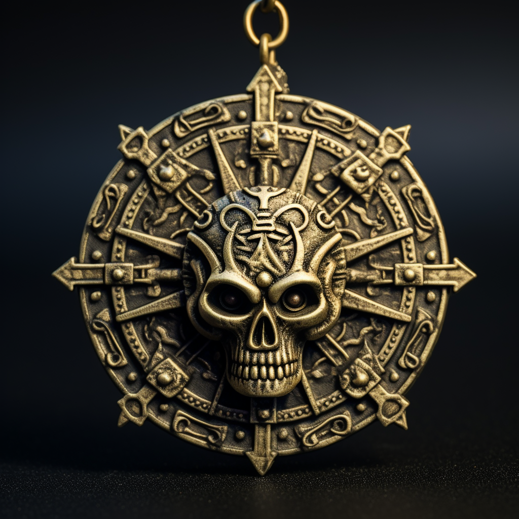 Ancient Nordic Celtic Medallion with Stylized Evil God