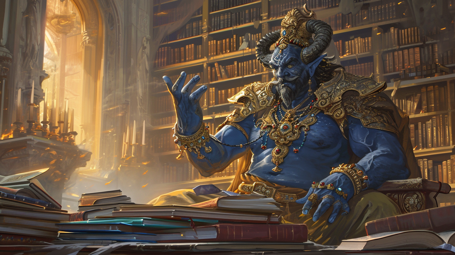 Powerful genie in ancient library