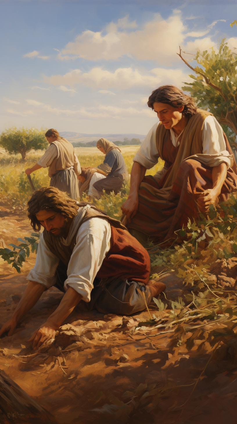 Ancient Roman commoners working in the field