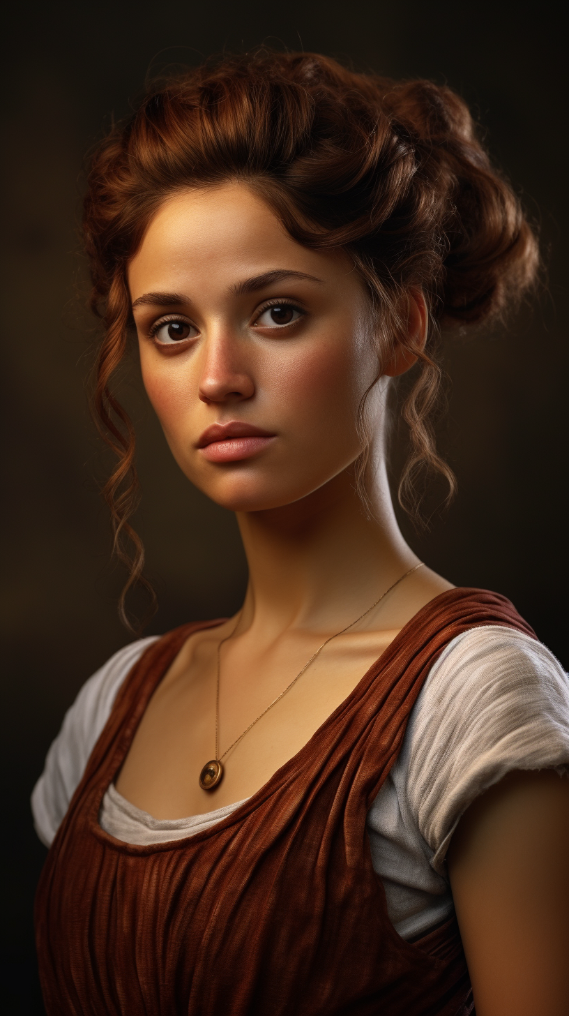 Hyper realistic illustration of a woman from Ancient Rome with hair loss