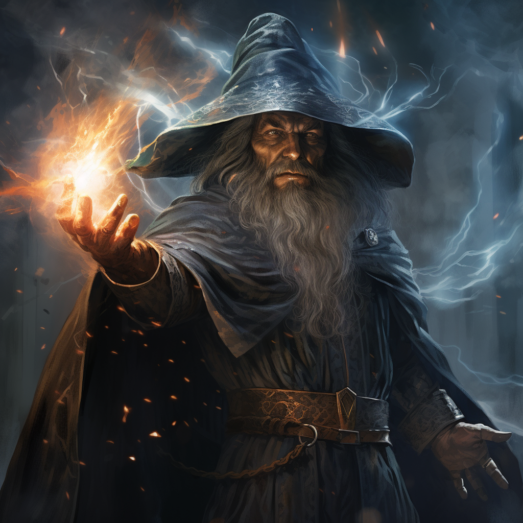 Ancient wizard casting a powerful spell