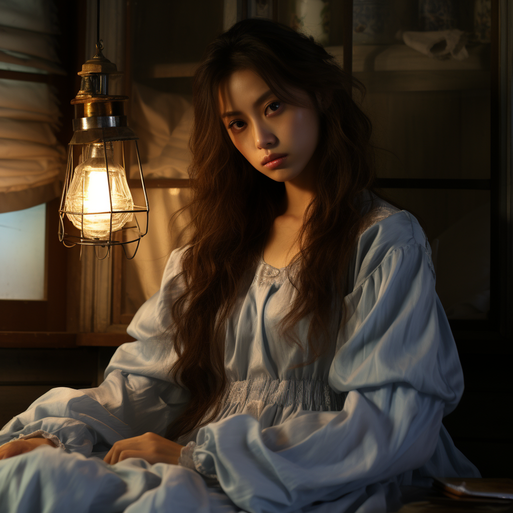 Androgynous Asian Posing in Nighties