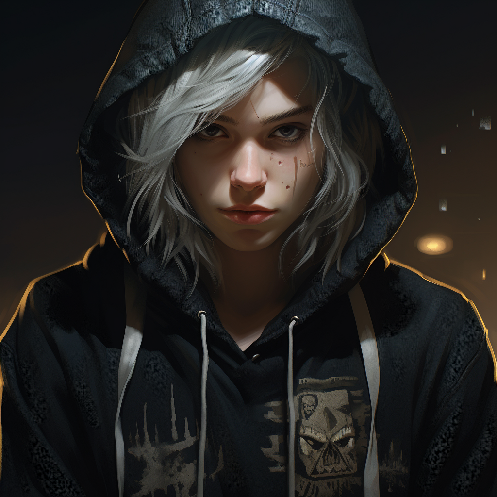 Androgynous girl wearing a hoodie