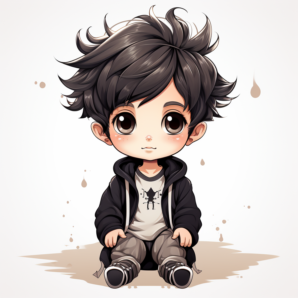 Cute chibi-style androgynous child vector