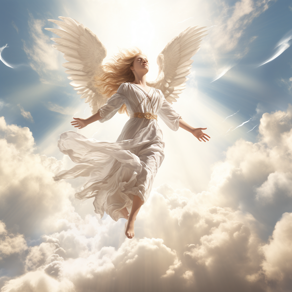 Beautiful angel ascending into the sky