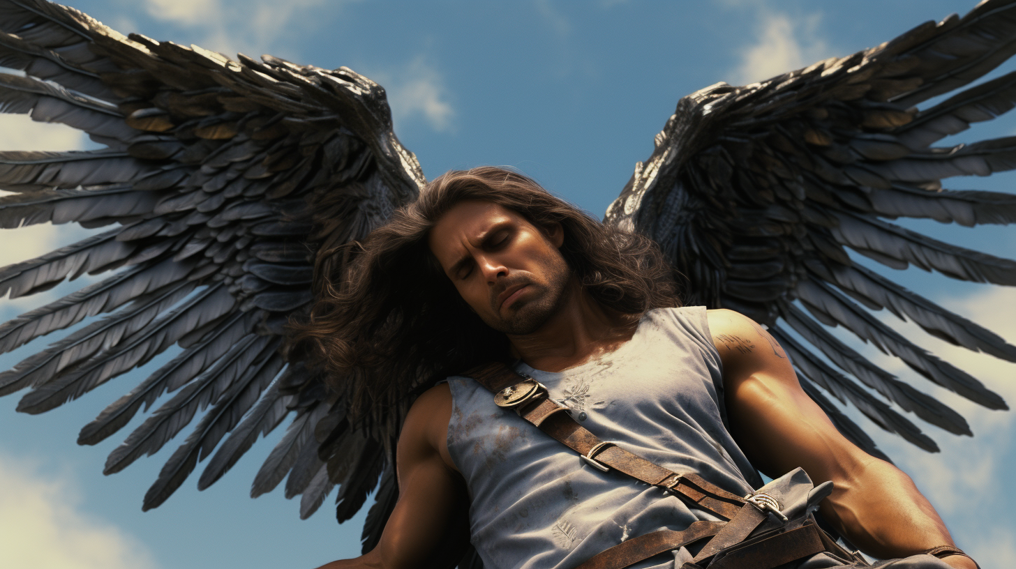 Realistic portrayal of angel Azrael in the sky