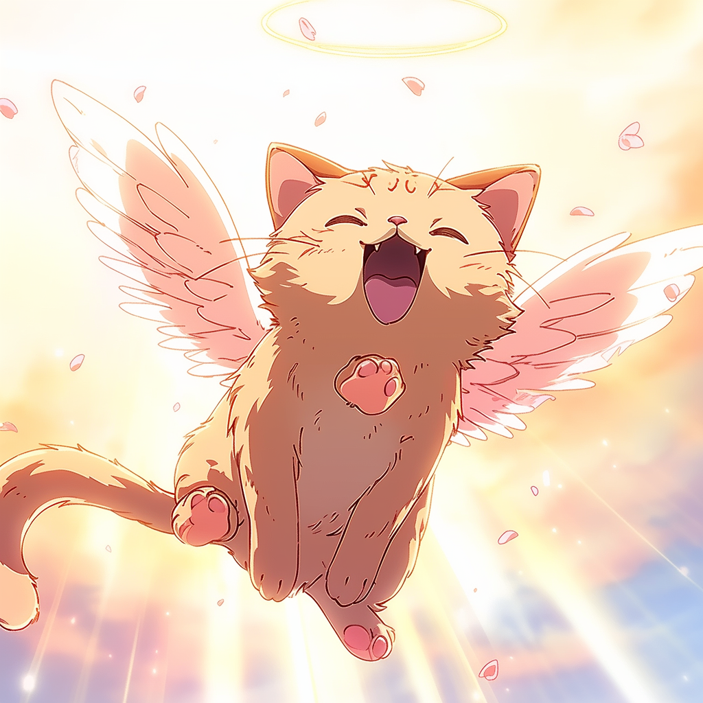 Angel Demon Winged Cat Jumping Animation