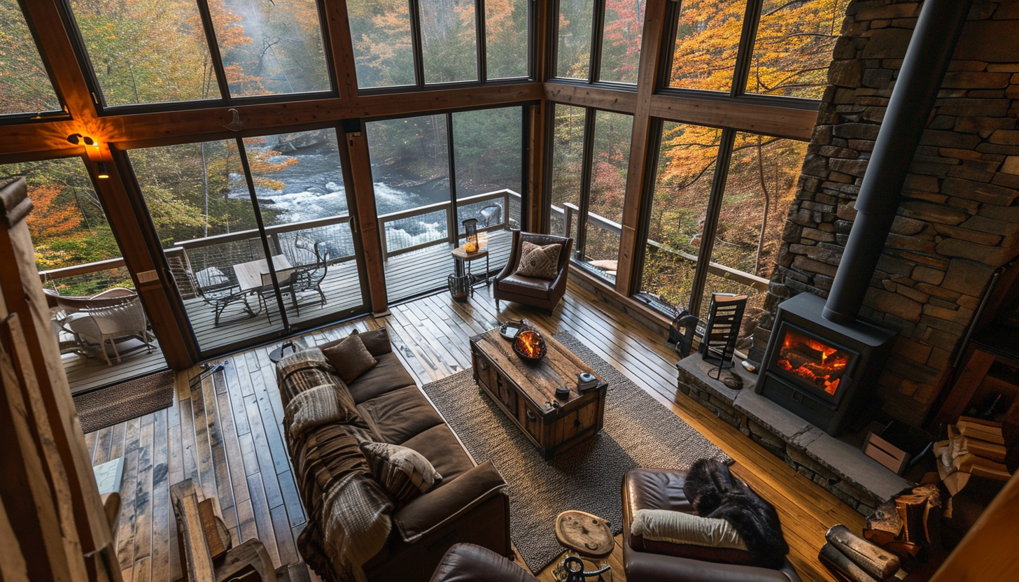 Rustic cabin with stunning angel falls view