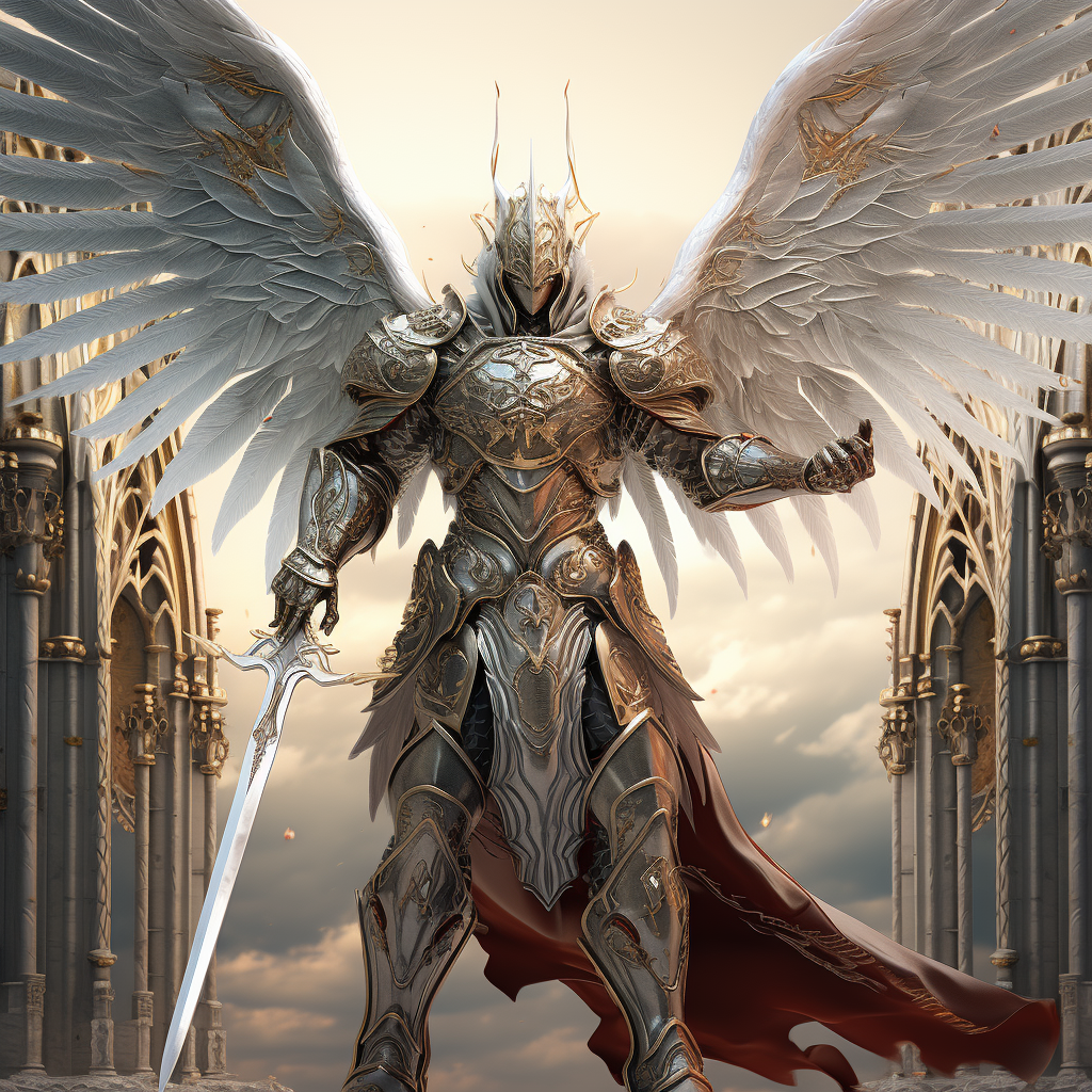 Angel Knight Protecting Temple Entrance