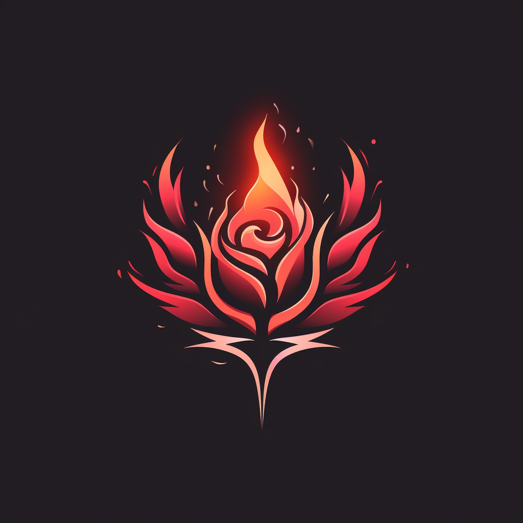 Logo with angel wing petals and fire