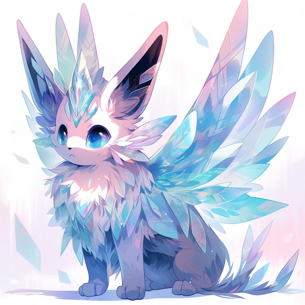 Beautiful angelic Eevee creature with vibrant colors