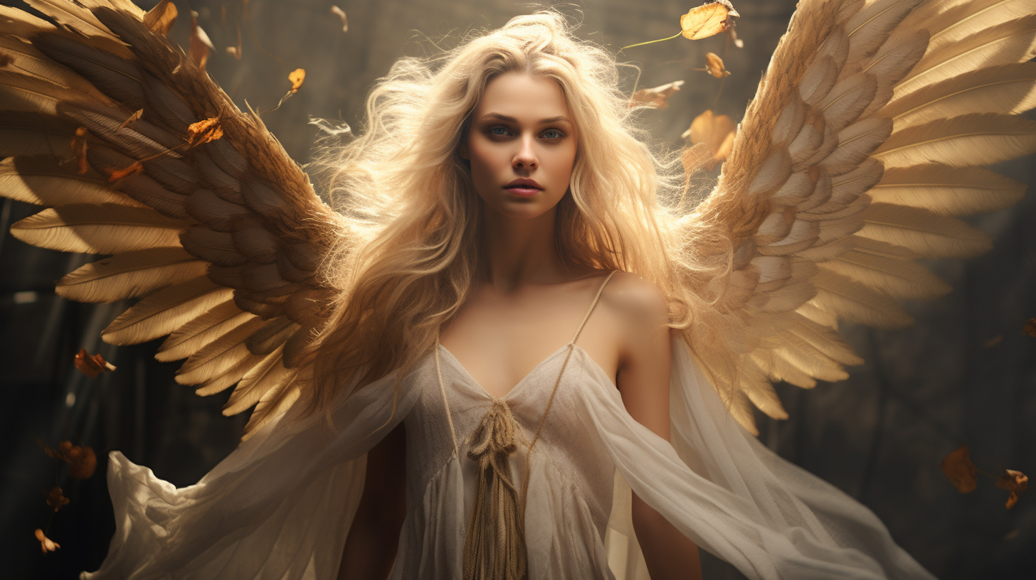 Beautiful angel with magical wings