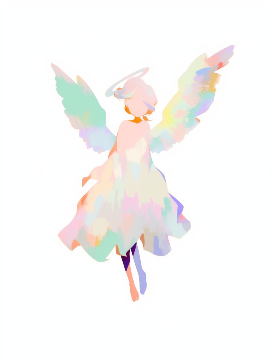 Colorful angel in a skirt illustration