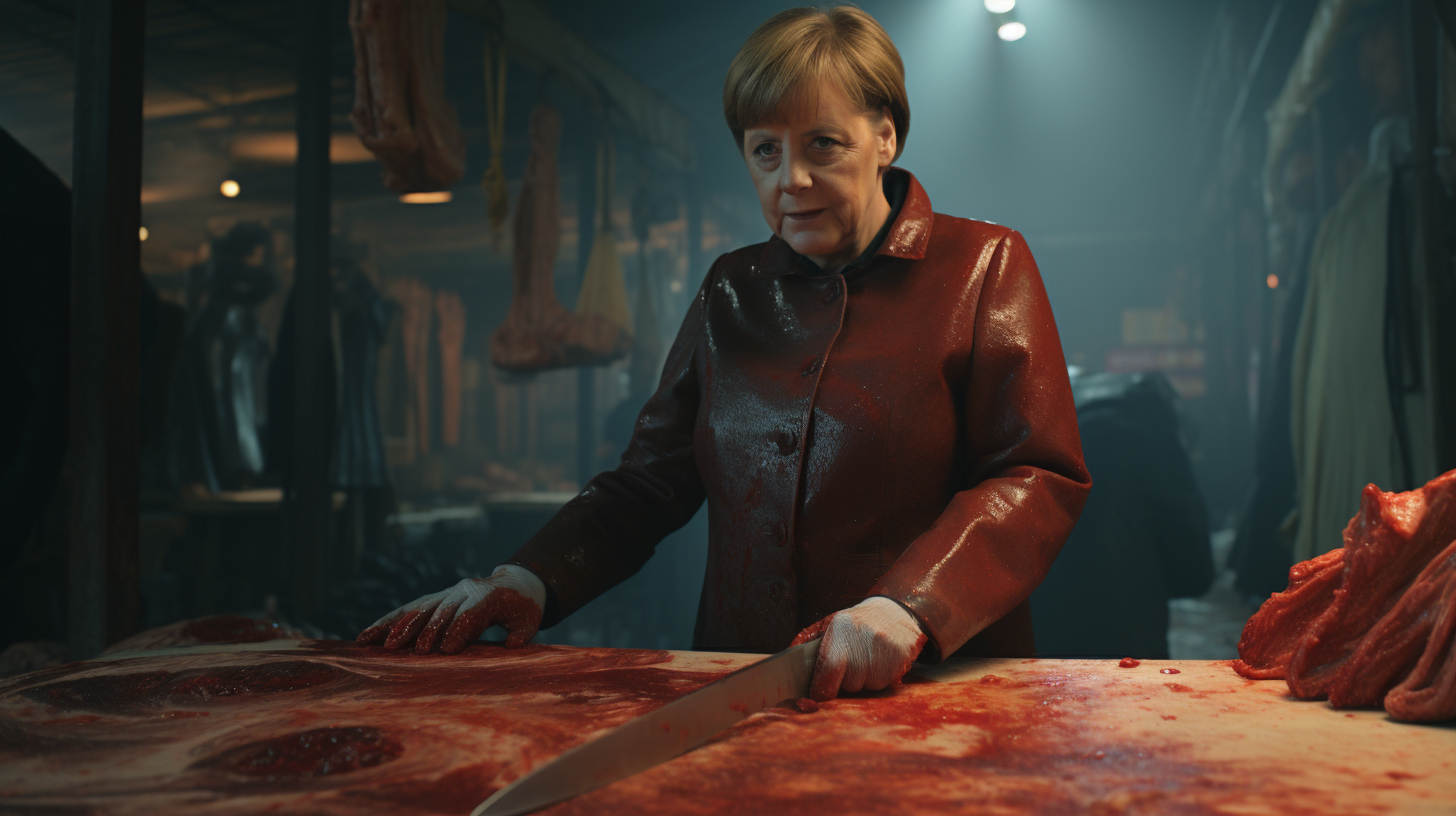 Angela Merkel at Outdoor Meat Market