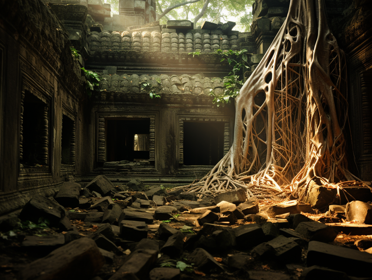 Moody Angkor Wat with Tree Roots