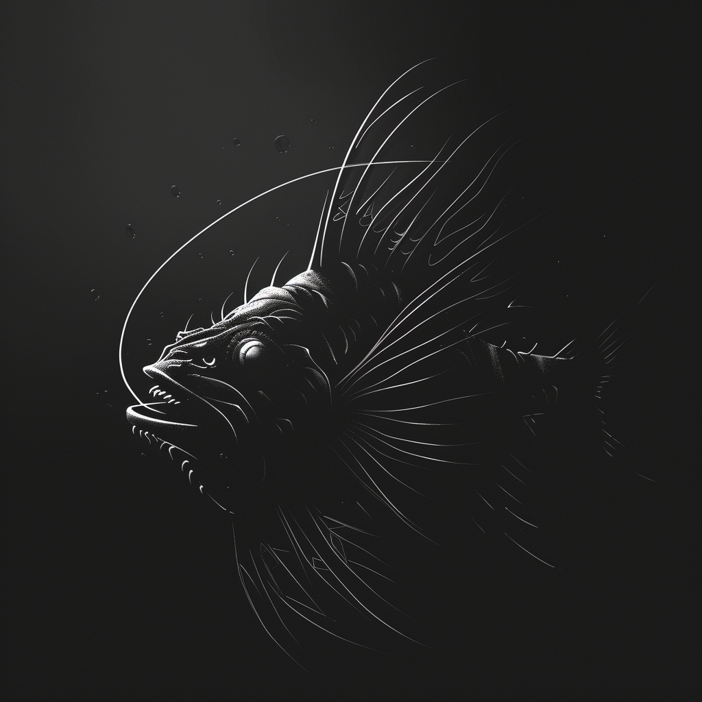 Black and White Angler Fish Art