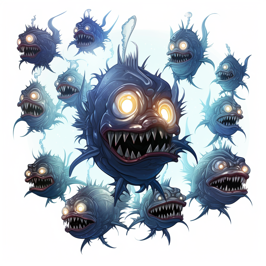 Cartoon angler fish with light