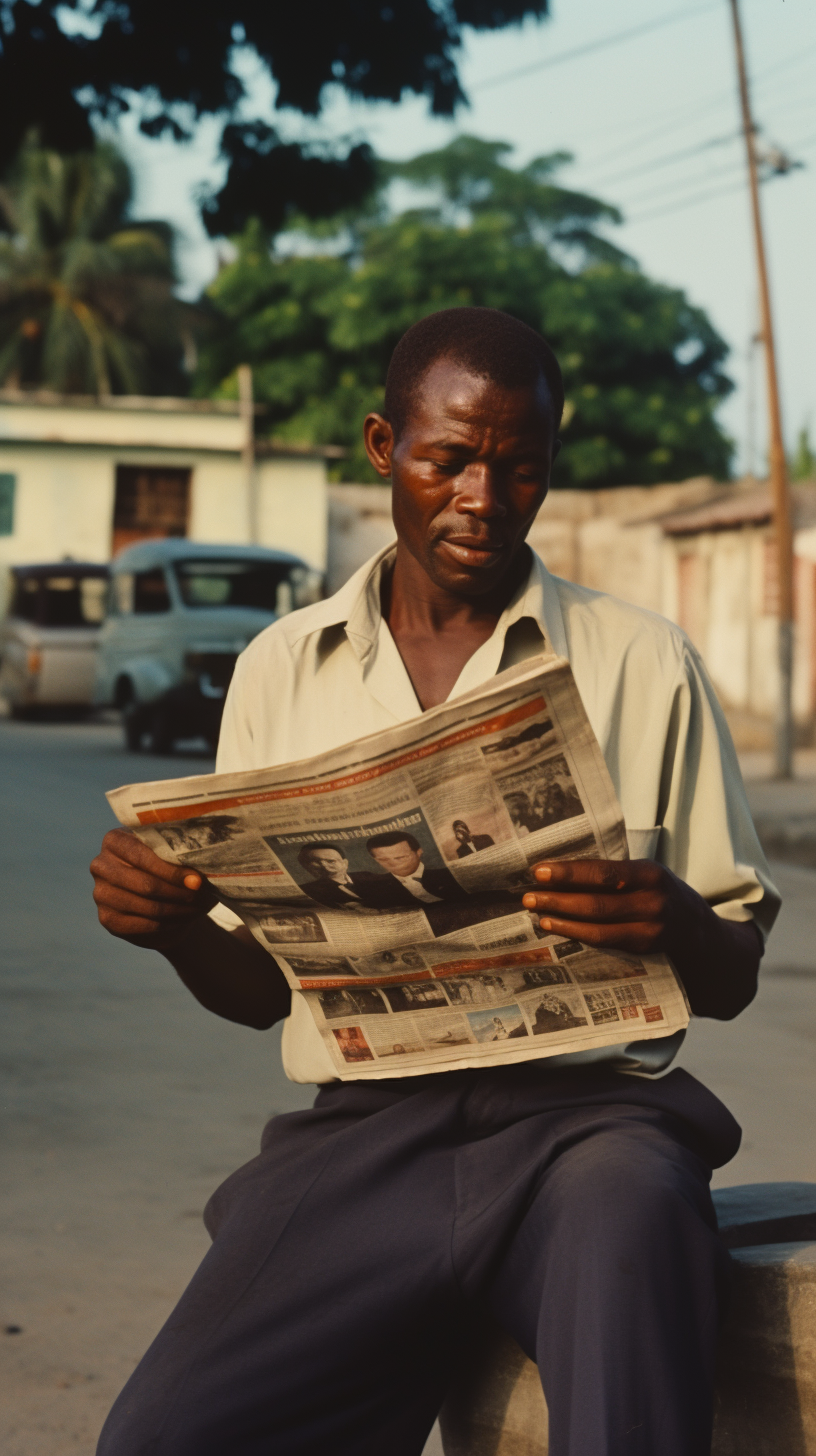 Angolan person reading a newspaper