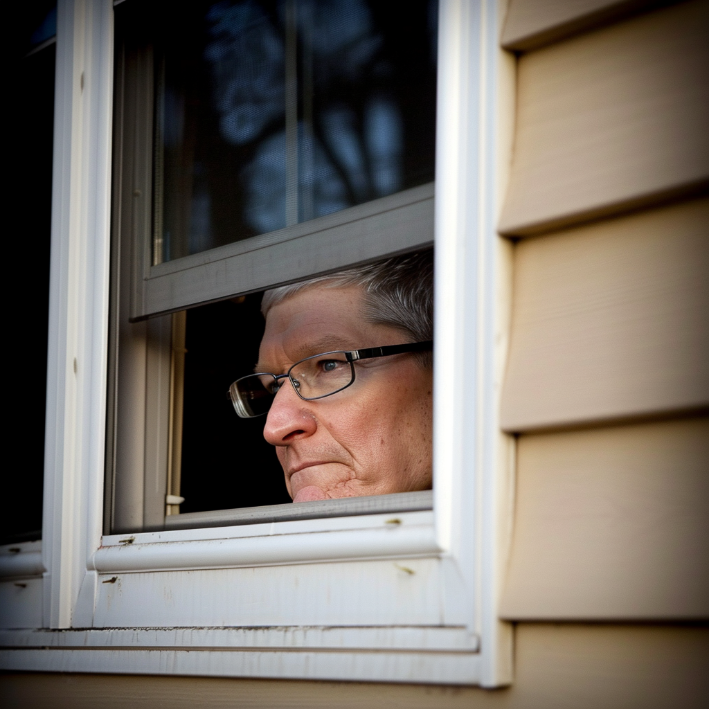 Angry Apple CEO Tim Cook Peeking